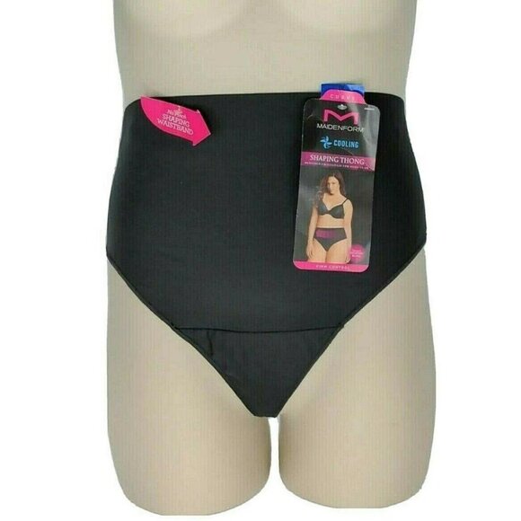 Maidenform Curvy Cooling Shaping Thong Firm Control Black Plus Size 3X NEW - Picture 3 of 9